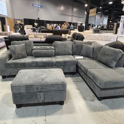 Sectional With Ottoman Available For Fast Delivery 