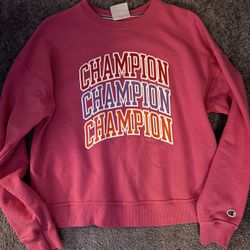 medium pink champion crewneck
