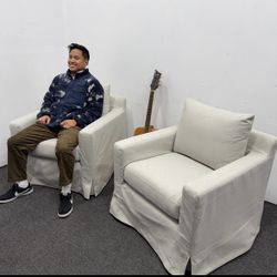 $1.050 · 2x •Brand New• Sloan Slipcovered Petite Chair (50% OFF) - Can Deliver - Light Gray 