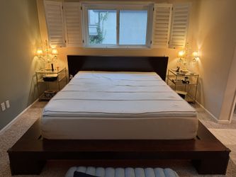 Solid Teak California King Bed And Tempurpedic Mattress