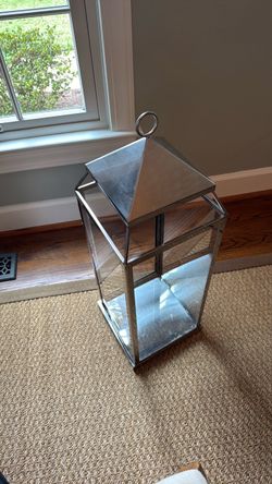Pottery Barn 29 inch Malta nickel lantern