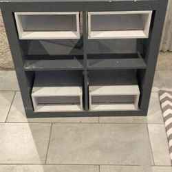 Artistically Refinished Modern Cube Organizer Shelf