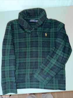 POLO RALPH LAUREN Men's Blackwatch Tartan Fleece Shawl Sweatshirt Sz M