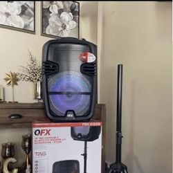 QFX 15" RECHARGEABLE BLUETOOTH SPEAKER WITH MICROPHONE + STAND LED Party Lights🔊🔊🎶🎶🎤 