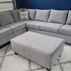 Brand New Artisan 2pc Full Length Heather Grey Sectionals