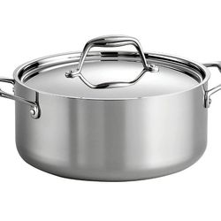 Tramontina 80116/025DS Gourmet Stainless Steel Induction-Ready Tri-Ply Clad Covered Dutch Oven, 5-Quart, NSF-Certified, Made in Brazil