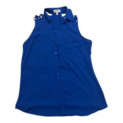 Express Blue Sleeveless Cutout Shoulder Blouse Size S