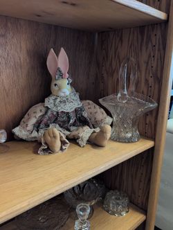 Porcelain Bunny And Lead Crystal Basket