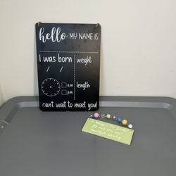 Baby Milestone Chalkboard Sign + Inspirational Plaque Bundle