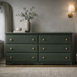 Olive Green Double Dresser - Brass Hardware 