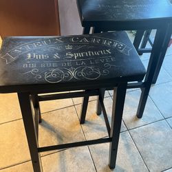 Vintage Black Wooden Bar Stools For sale