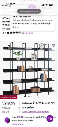 Estantería negra grande de 5 niveles Wayfair