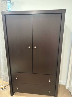 Dark Wood Armoire / Wardrobe with Drawers