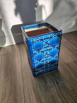 Blue Ceramic Square Planter Pot