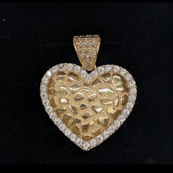 10kt Real Gold Nugget Heart Pendant 