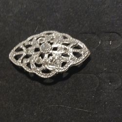 Huge Rinestones  Brooch Silvertone