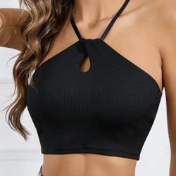 Black Halter Crop Top