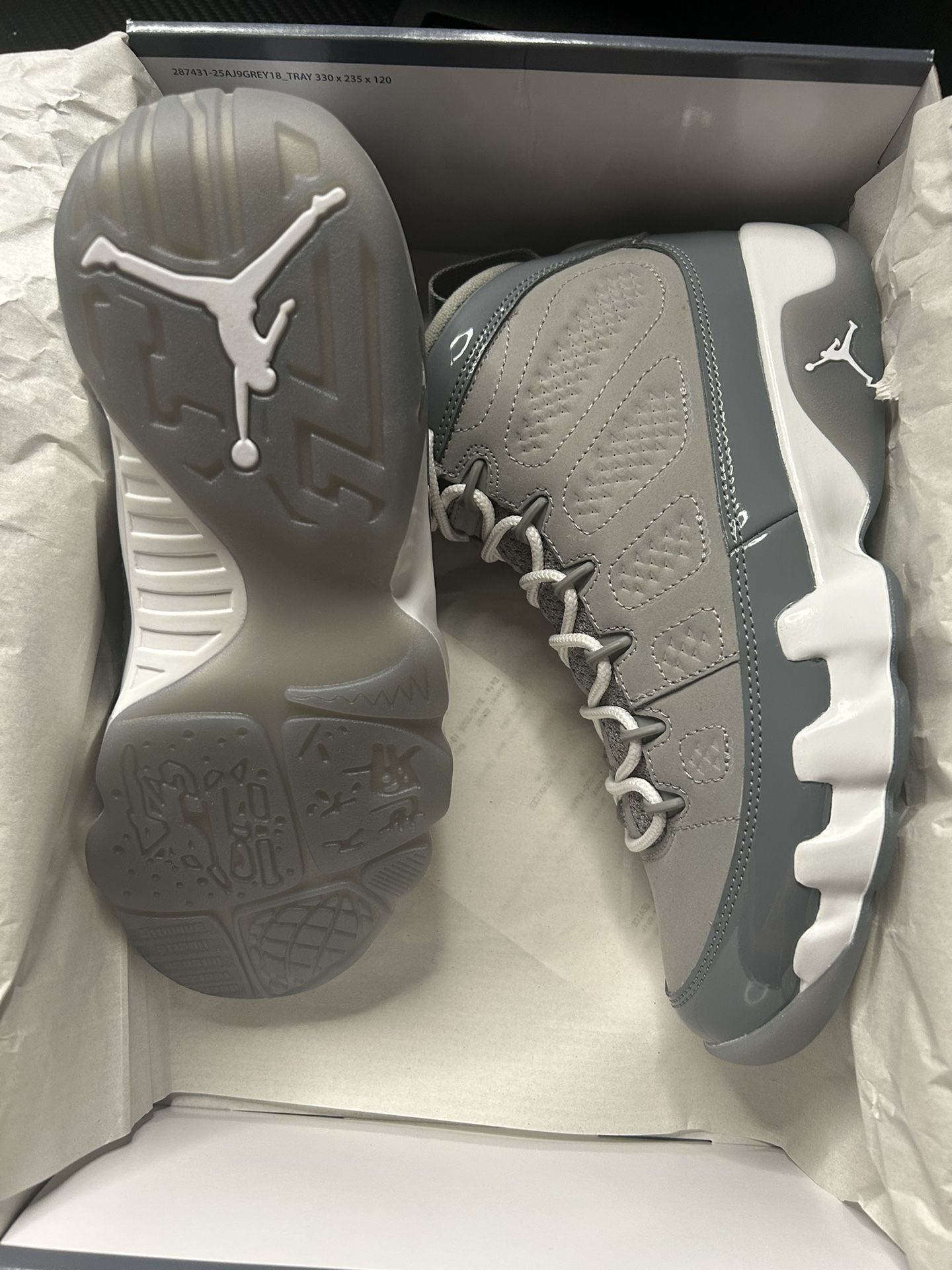 Jordan 9 Cool Grey Size 7.5 New