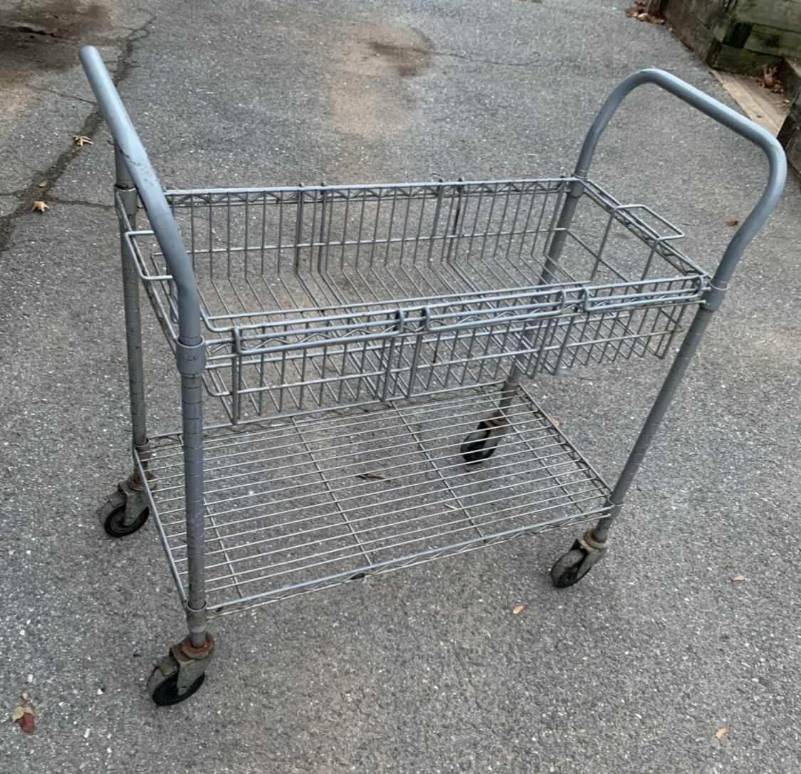 two-tier wire mail cart,Wire High Cart,Heavy Duty,