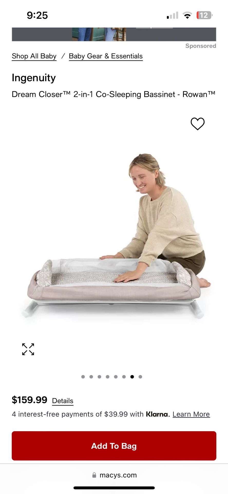 Ingenuity Bedside Bassinet Baby & Kids