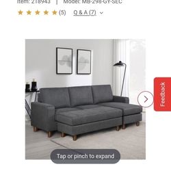 Abbyson Berkeley /Elaina  Charcoal Grey Modular Sectional 