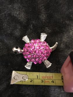 Hot Pink & Silver Turtle Pin Jewelry NEW & BEAUTIFUL