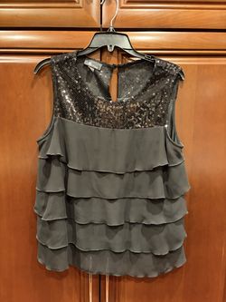 AB Studio Black Sequin Top - Size PL