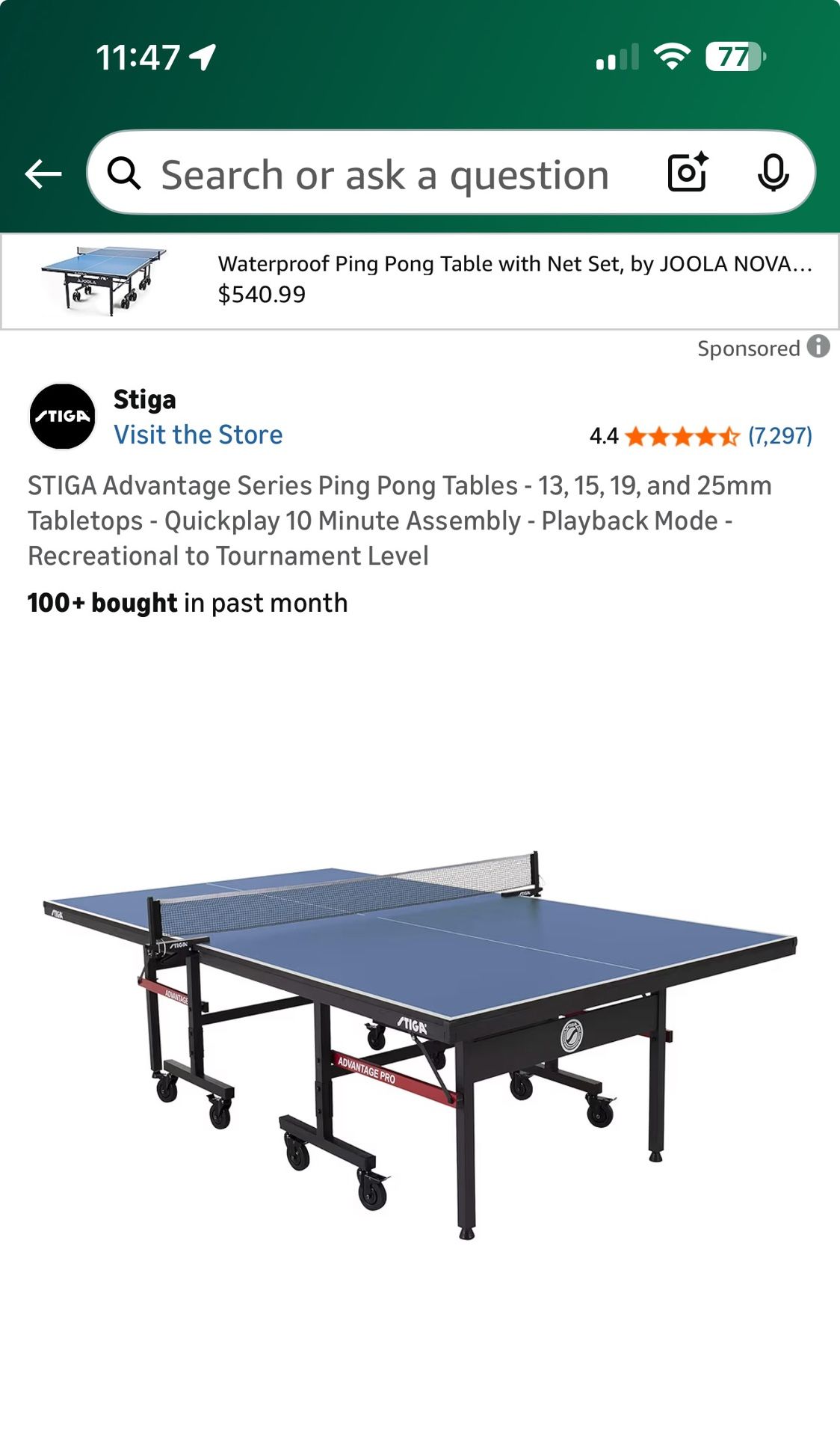 Used Stiga ping-pong table