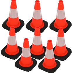 BESEA 12" inch Traffic Cones Soccer Training Cones Sport Cones Road Parking Cone with 4" Highly Reflective Collar(8 Pack)