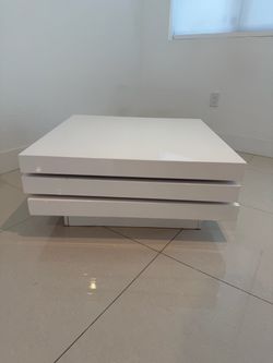 White Gloss Modern Square Coffee Table
