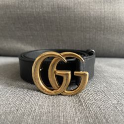 Gucci Double G Black And Gold Belt