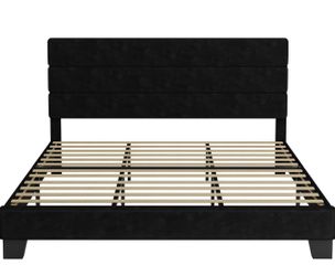 King Size Velvet Platform Bed