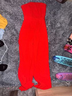 Red Strapless Jumpsuit XXS