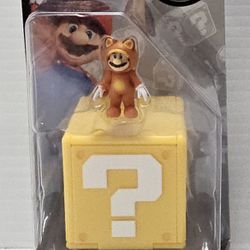 The Super Mario Bros. Movie Mini Figure Tanooki Mario w/Block Jakks Pacific NEW