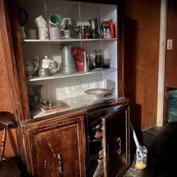 Antique Glass Cub board With Utensils 