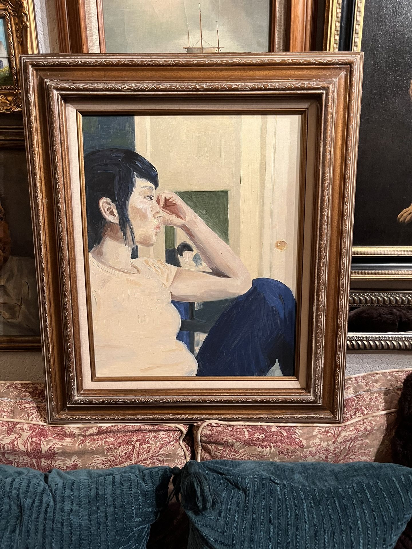 Portrait Painting Of Woman Contemplating