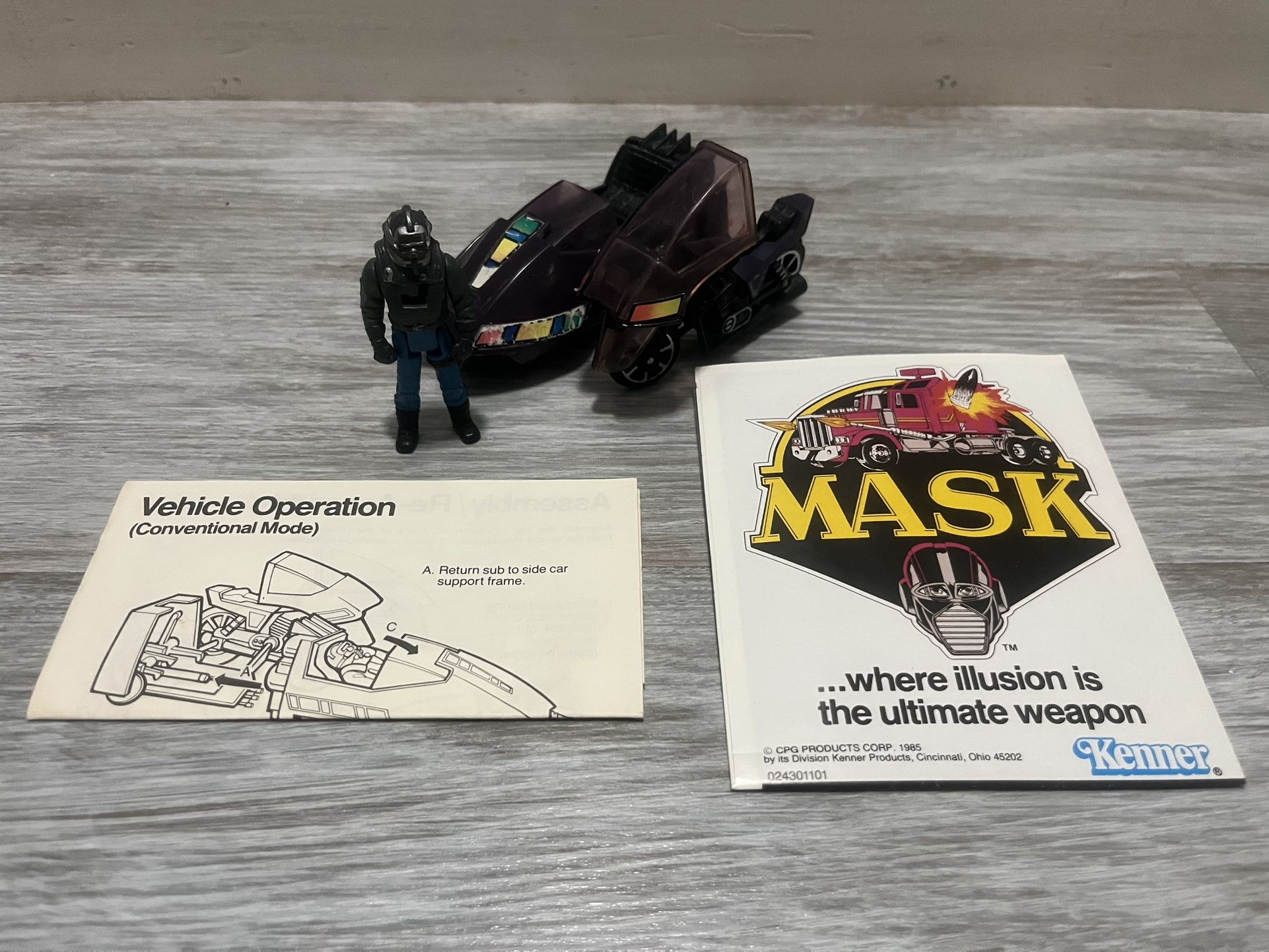 Vintage 1985 Kenner M.A.S.K. Mask Venom Piranha & Sly Rax With Mask