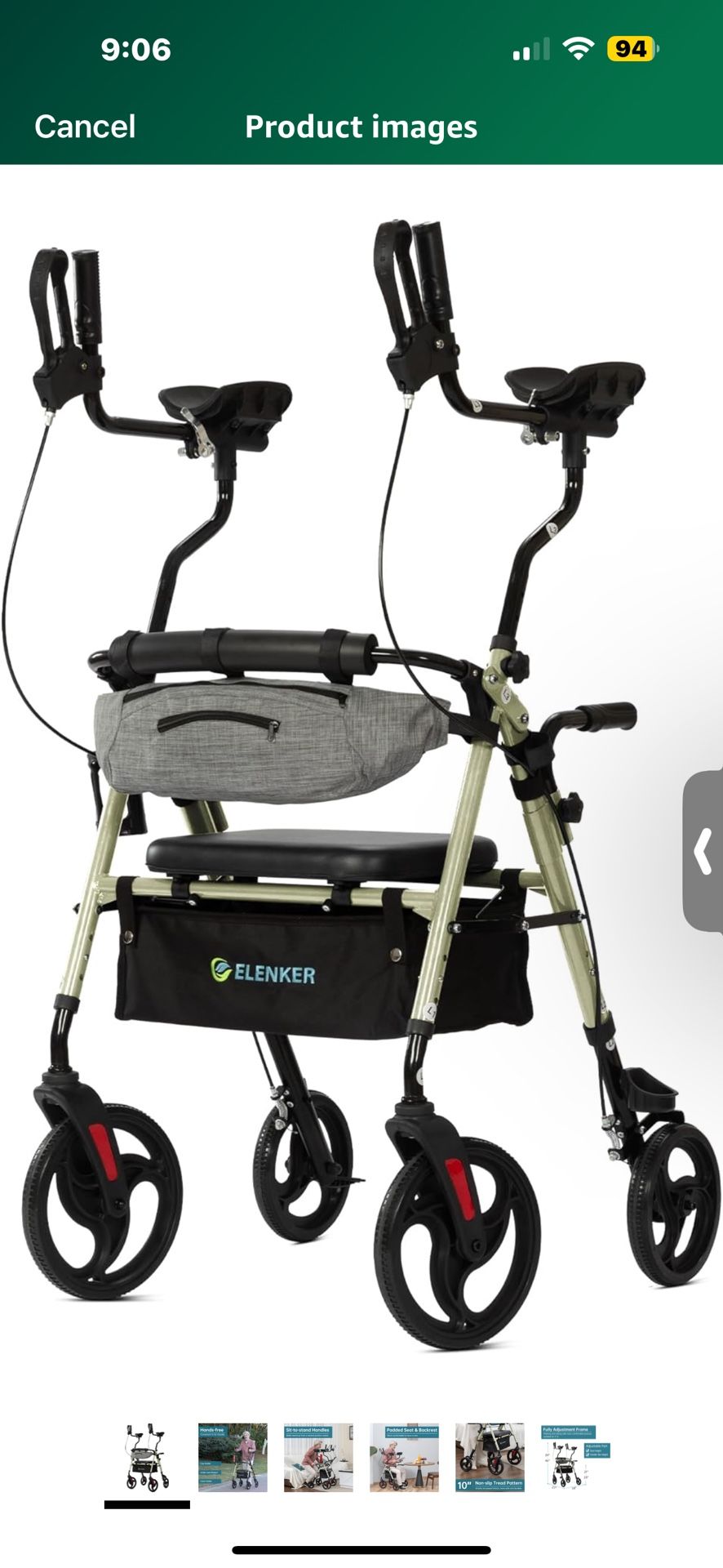 ELENKER Upright Rollator Walker