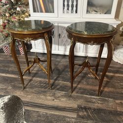 Pair of French Louis XV style gueridon tables end tables
