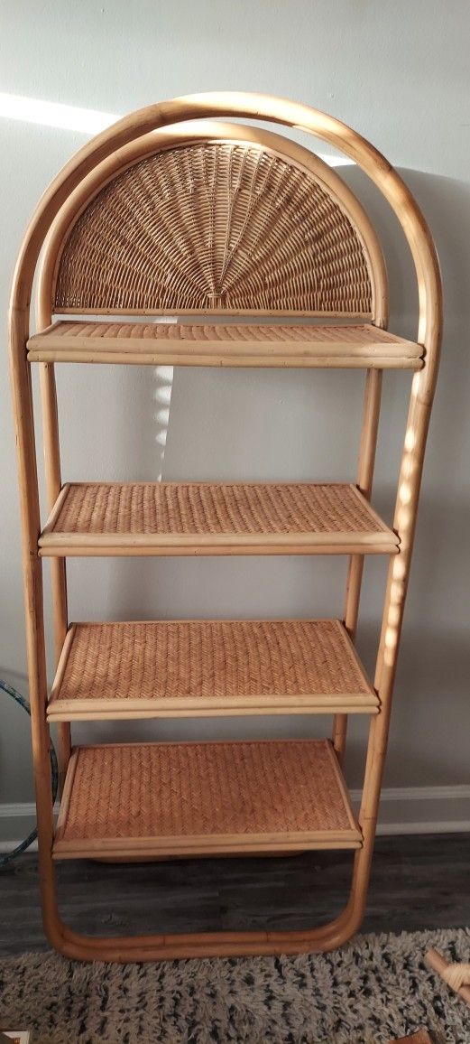 Rattan Bamboo Wicker Bookcase Shelves