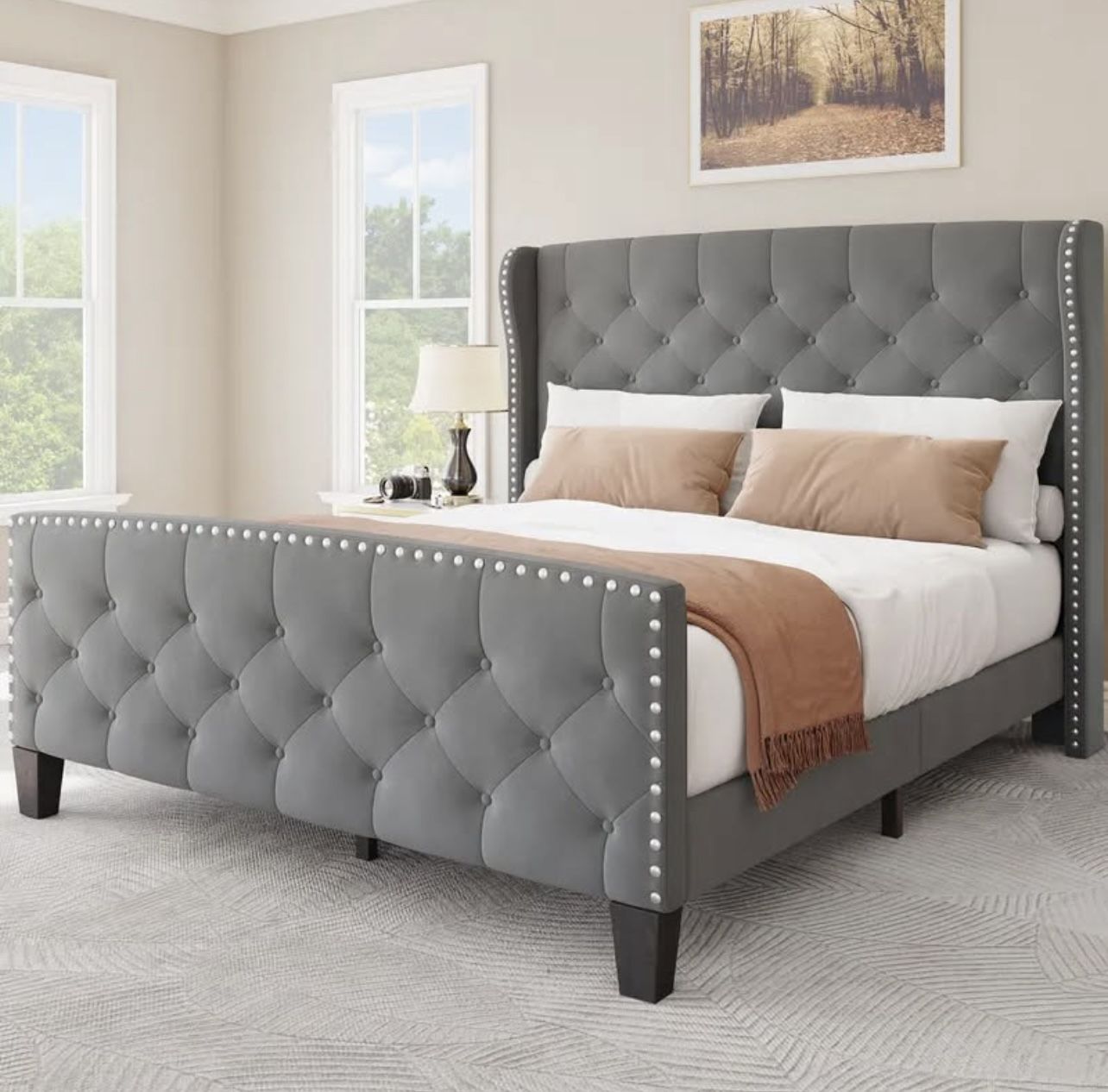 UPHOLSTERED BED FRAME QUEEN SIZE BRAND NEW IN BOX!!!
