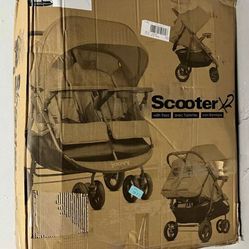 ScooterX2 With Child Tray Side By Side Double Stroller 8109 Charcoal