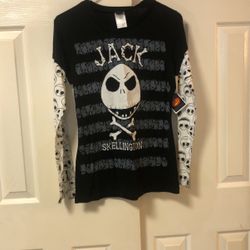 Jack Skellington Nightmare Before Christmas Long Sleeve Juniors Size Large (11-13) Brand New With Tags