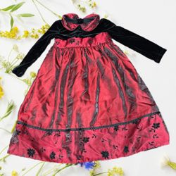 Jona Mitchelle girls dress. Dark red. Black velvet. Size 5