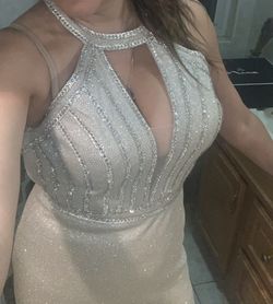 Brand New With Prom Ivory/Silver Dress With tags 