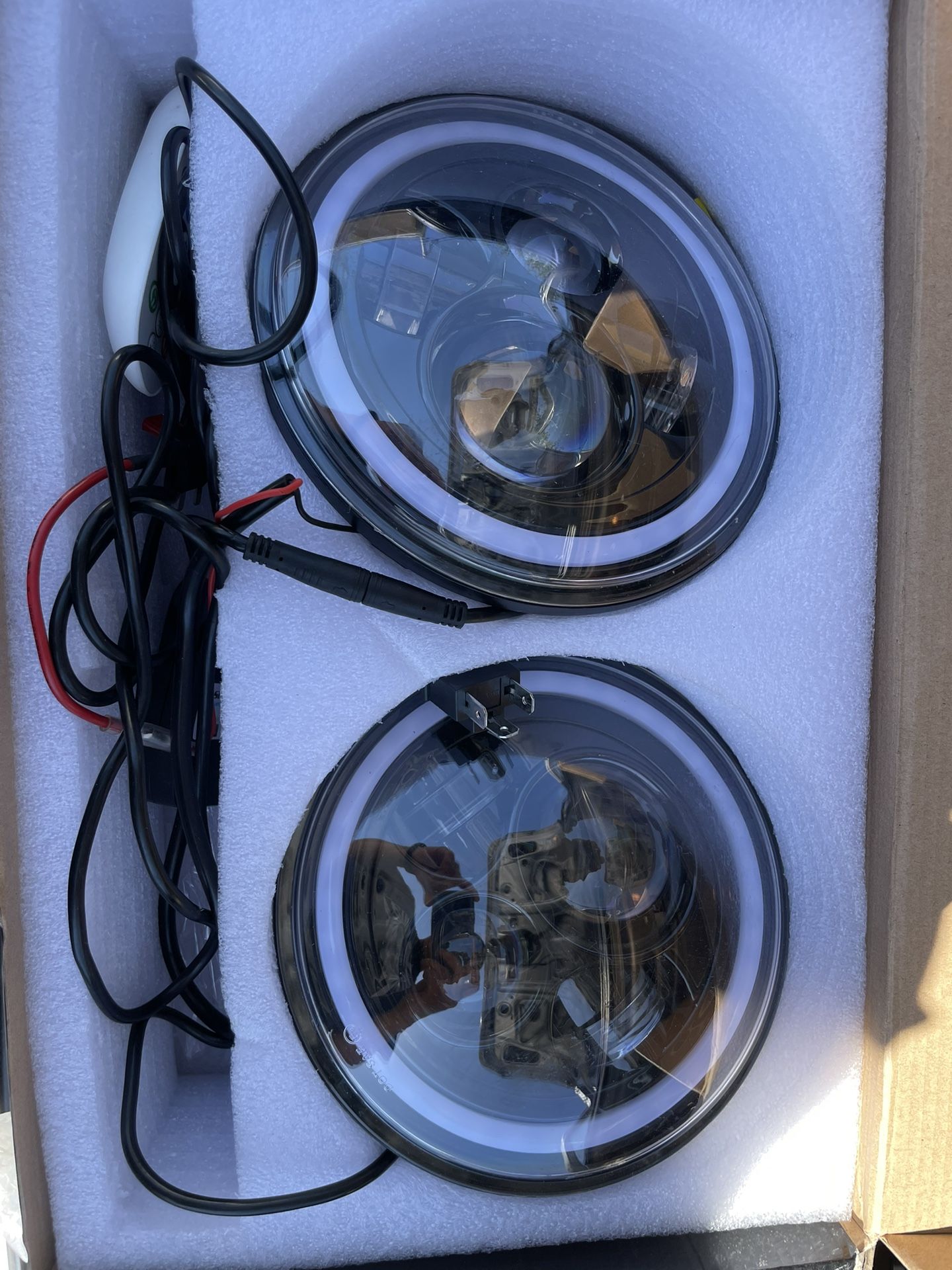 7” Inch Round Headlights Led With RGB Drl Halos