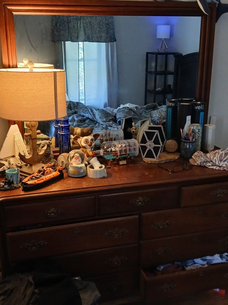 Wood Dresser with Mirror
