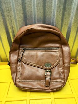 BOC Born Concept Mini Backpack Brown Faux Leather Buckle Purse Bag