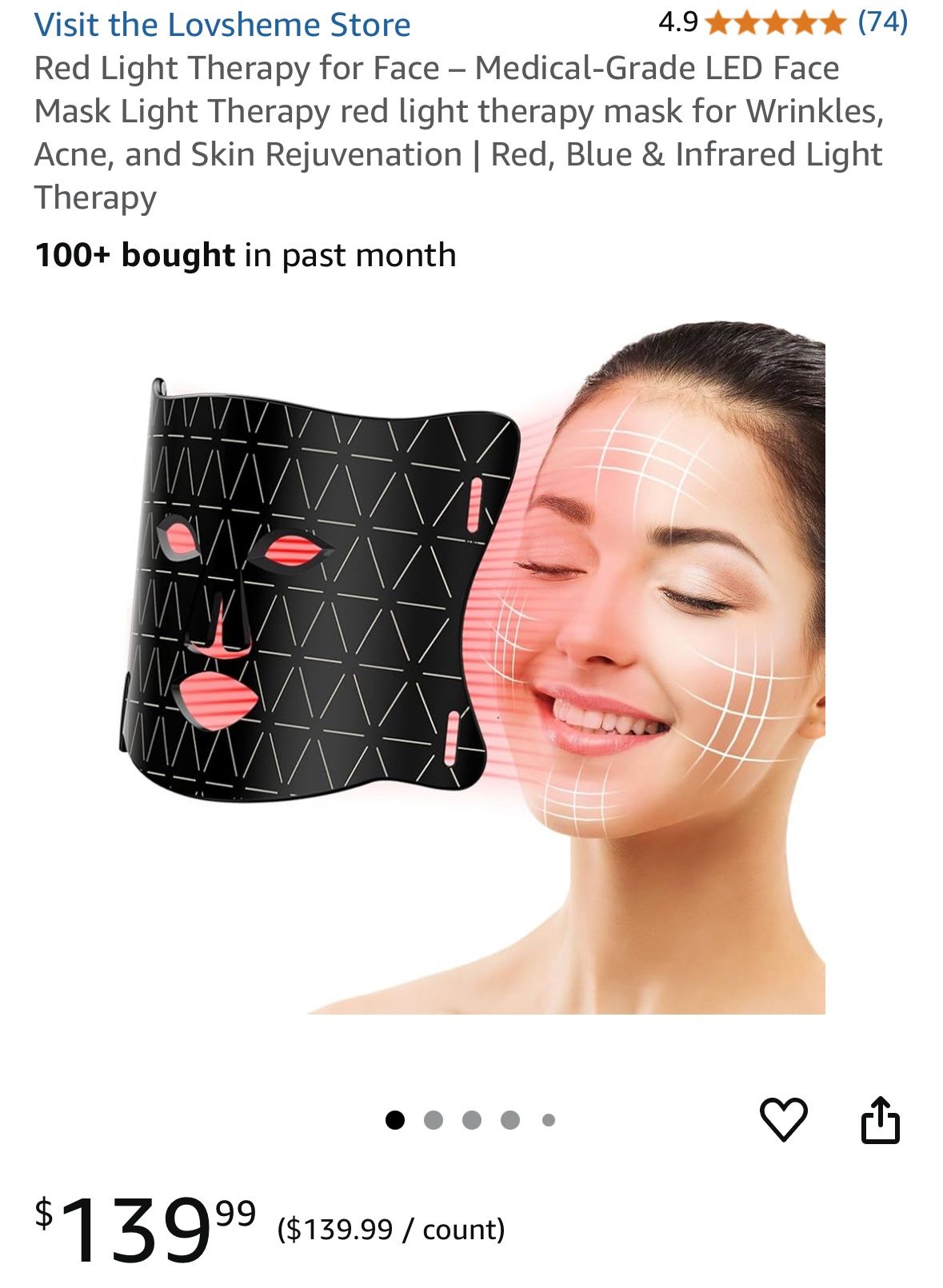 Red Light Therapy for Face – Medical-Grade LED Face Mask Light Therapy red light therapy mask for Wrinkles, Acne, and Skin Rejuvenation | Red, Blue &