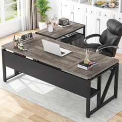 New in the box Tribesigns Desk with Drawer, 63 Long Computer Desk with Storage Rack and Mobile Document Cabinet, Home Office Furniture Set Executive